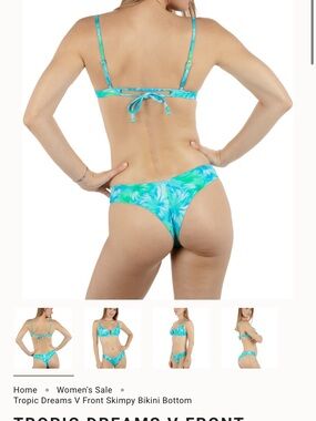 Hurley Turquoise Palm V-Front Bikini Bottom